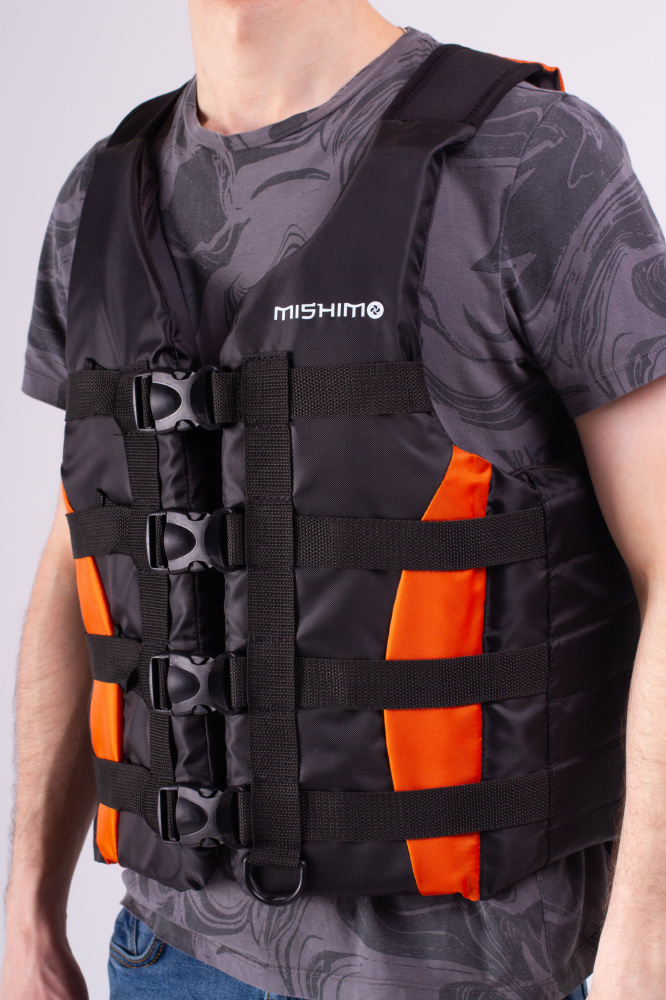 Жилет спасательный MISHIMO PRO Премиум качества Черно-оранжевый в Новошахтинске