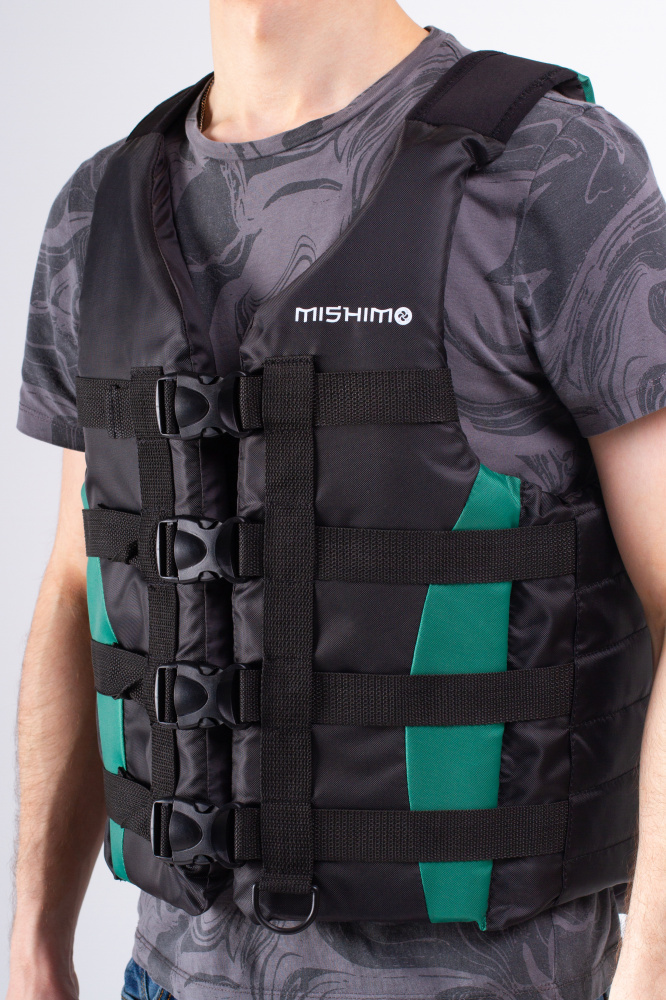 Жилет спасательный MISHIMO PRO Премиум качества Черно-зеленый в Новошахтинске