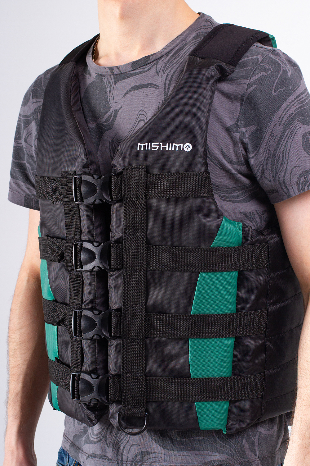 Жилет спасательный MISHIMO PRO Премиум качества Черно-зеленый в Новошахтинске