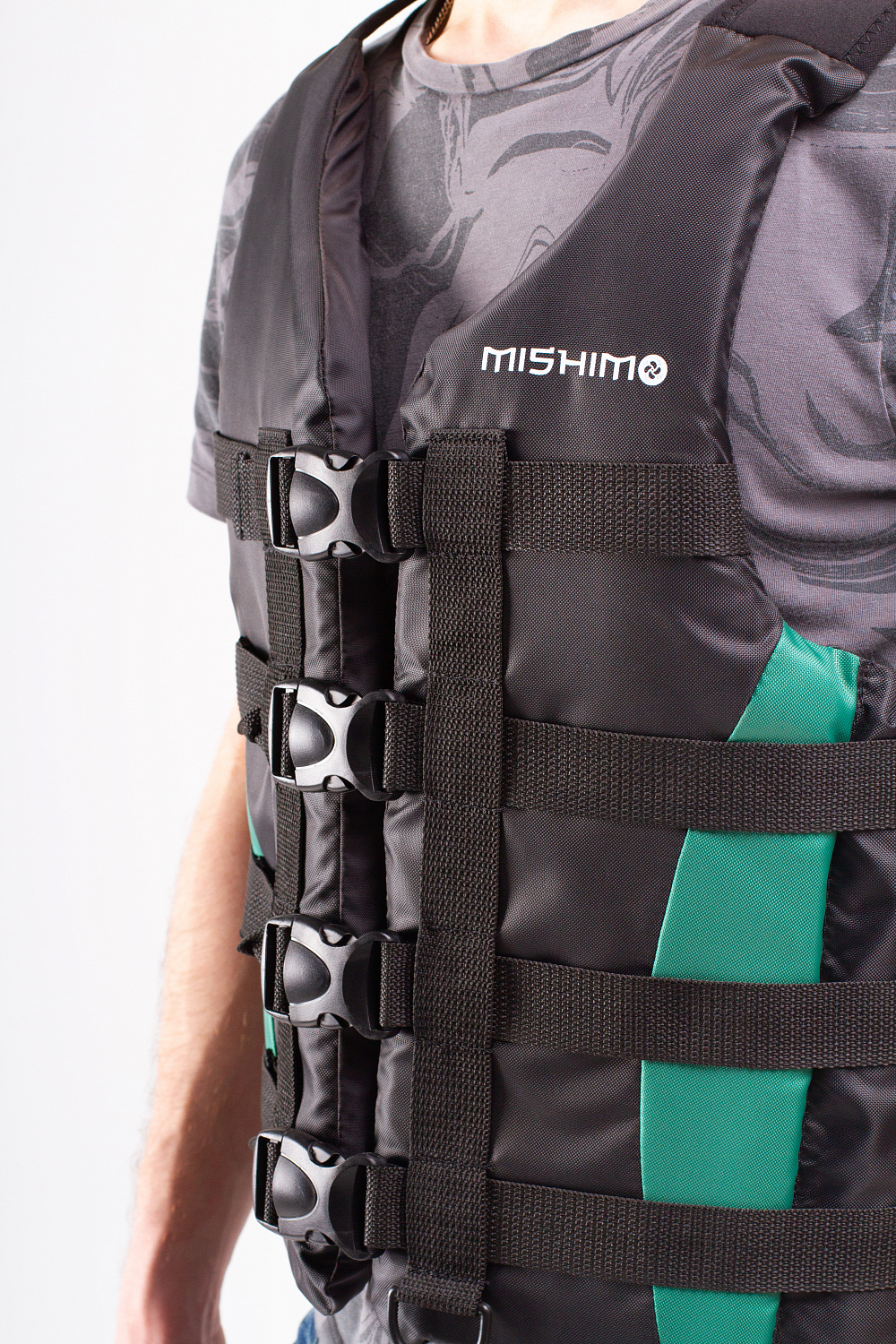 Жилет спасательный MISHIMO PRO Премиум качества Черно-зеленый в Новошахтинске