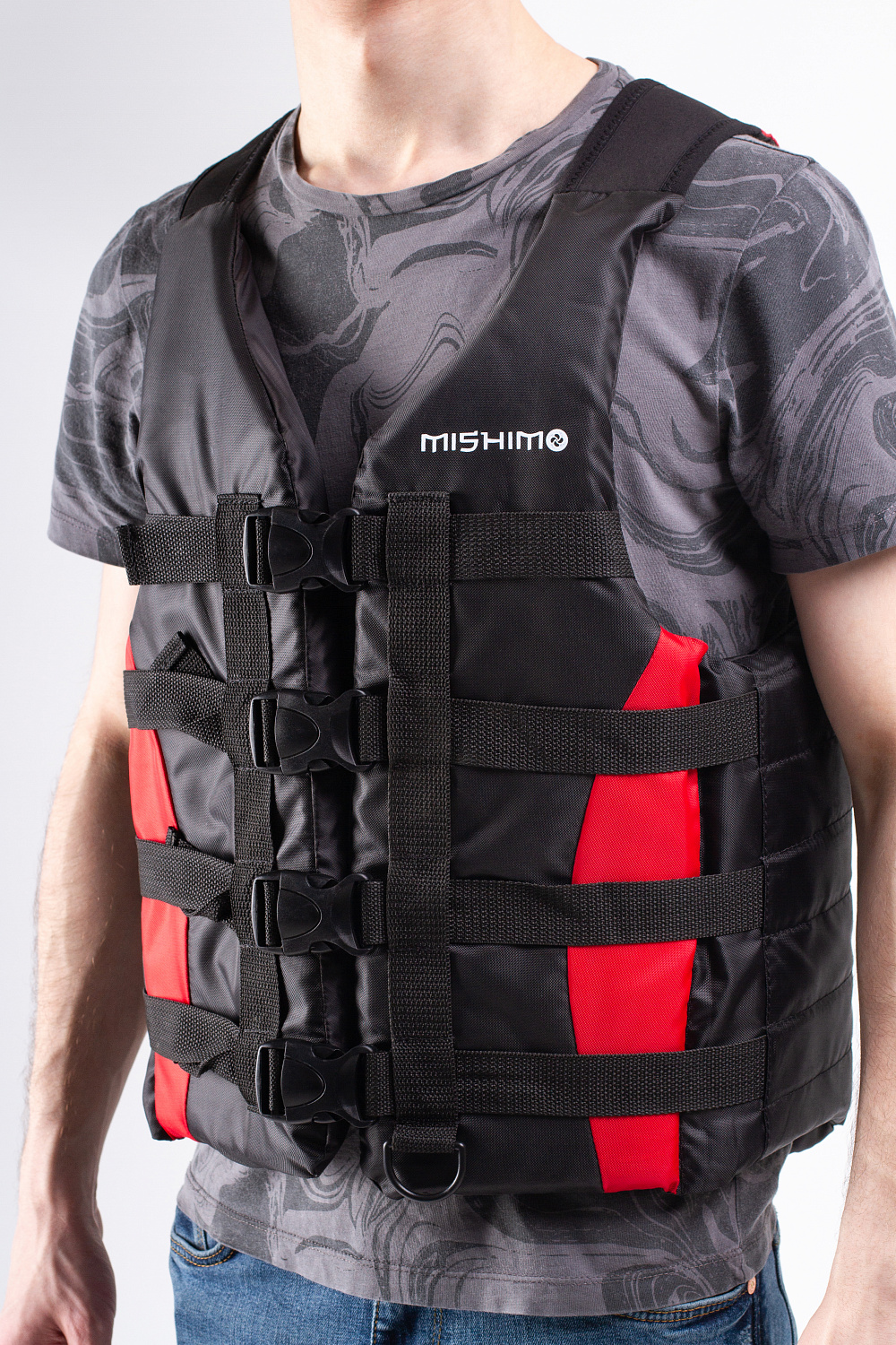 Жилет спасательный MISHIMO PRO Премиум качества Черно-красный в Новошахтинске